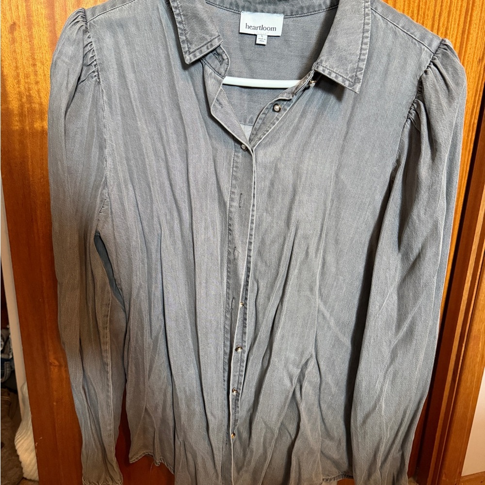 Heartloom Washed Grey Button-Front Blouse